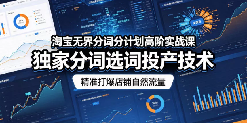 淘宝无界分词分计划高阶实战课，独家分词选词投产技术，精准打爆店铺自然流量 - 渡客网创