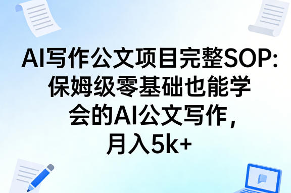 AI写作公文项目完整SOP，保姆级零基础也能学会的AI公文写作，月入5k+ - 渡客网创