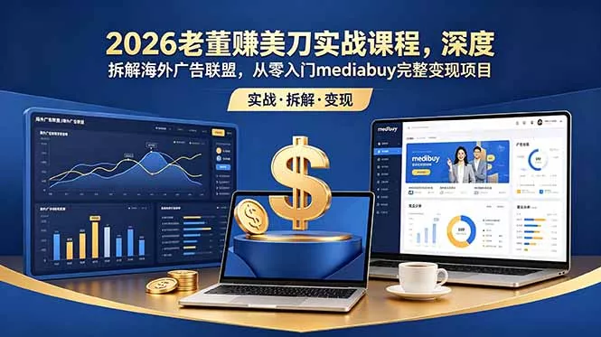 2026老董赚美刀实战课程，深度拆解海外广告联盟，从零入门mediabuy完整变现项目 - 渡客网创