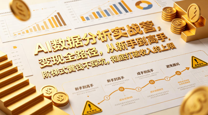 AI数据分析实战营，变现全路径，从新手到高手，阶梯式賺钱不踩坑，彻底打破收入的上限 - 渡客网创