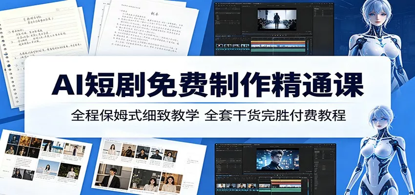 AI短剧免费制作精通课：全程保姆式细致教学，全套干货完胜付费教程 - 渡客网创