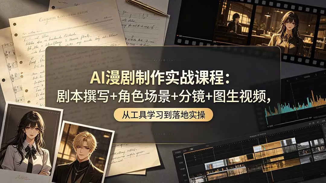 AI漫剧制作实战课程：剧本撰写+角色场景+分镜+图生视频，从工具学习到落地实操 - 渡客网创