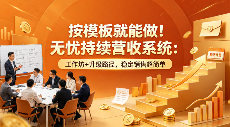 按模板就能做！无忧持续营收系统：工作坊+升级路径，稳定销售超简单【原创双语字幕】 - 渡客网创