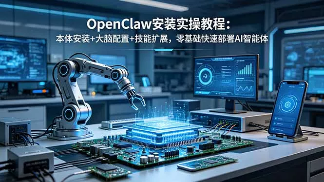 OpenClaw安装实操教程：本体安装+大脑配置+技能扩展，零基础快速部署AI智能体 - 渡客网创