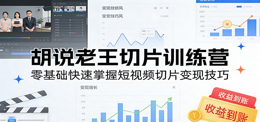 胡说老王切片训练营，零基础快速掌握短视频切片变现技巧 - 渡客网创