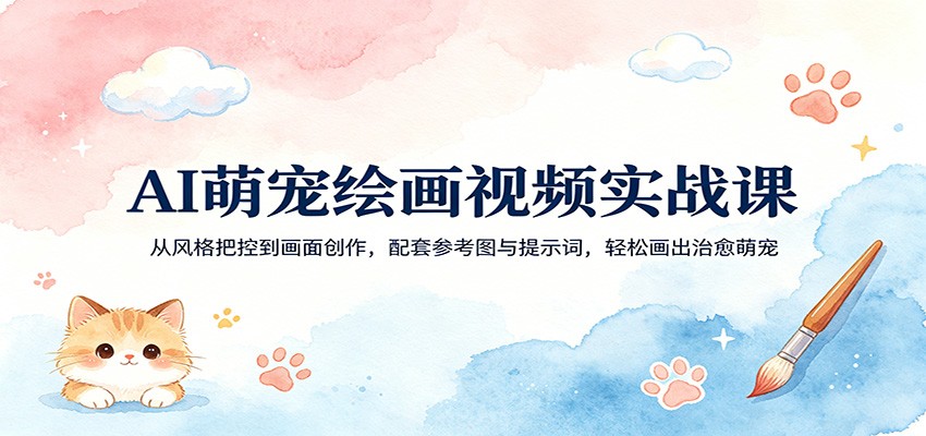 AI萌宠绘画视频实战课：从风格把控到画面创作，配套参考图与提示词，轻松画出治愈萌宠 - 渡客网创