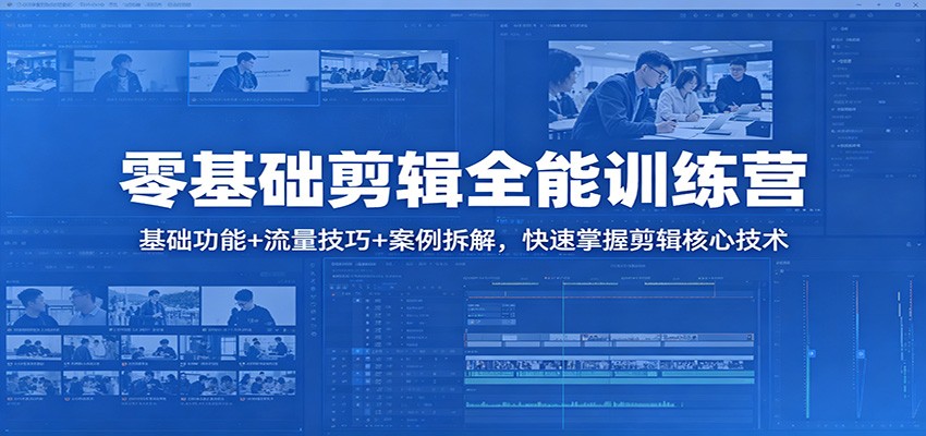 零基础剪辑全能训练营：基础功能+流量技巧+案例拆解，快速掌握剪辑核心技术 - 渡客网创