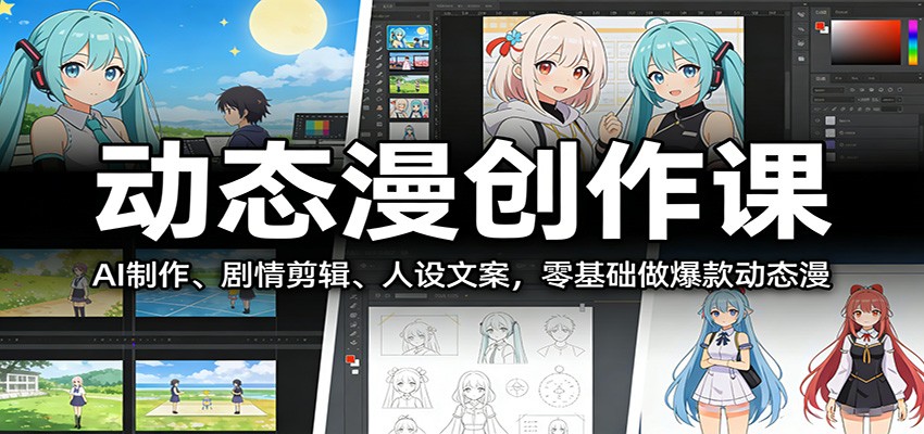 动态漫创作课：AI制作、剧情剪辑、人设文案，零基础做爆款动态漫 - 渡客网创