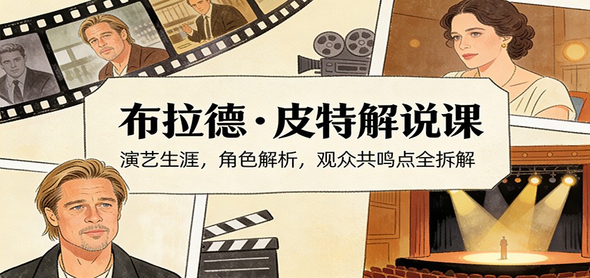 演员说-布拉德.皮特解说课：演艺生涯，角色解析，观众共鸣点全拆解 - 渡客网创