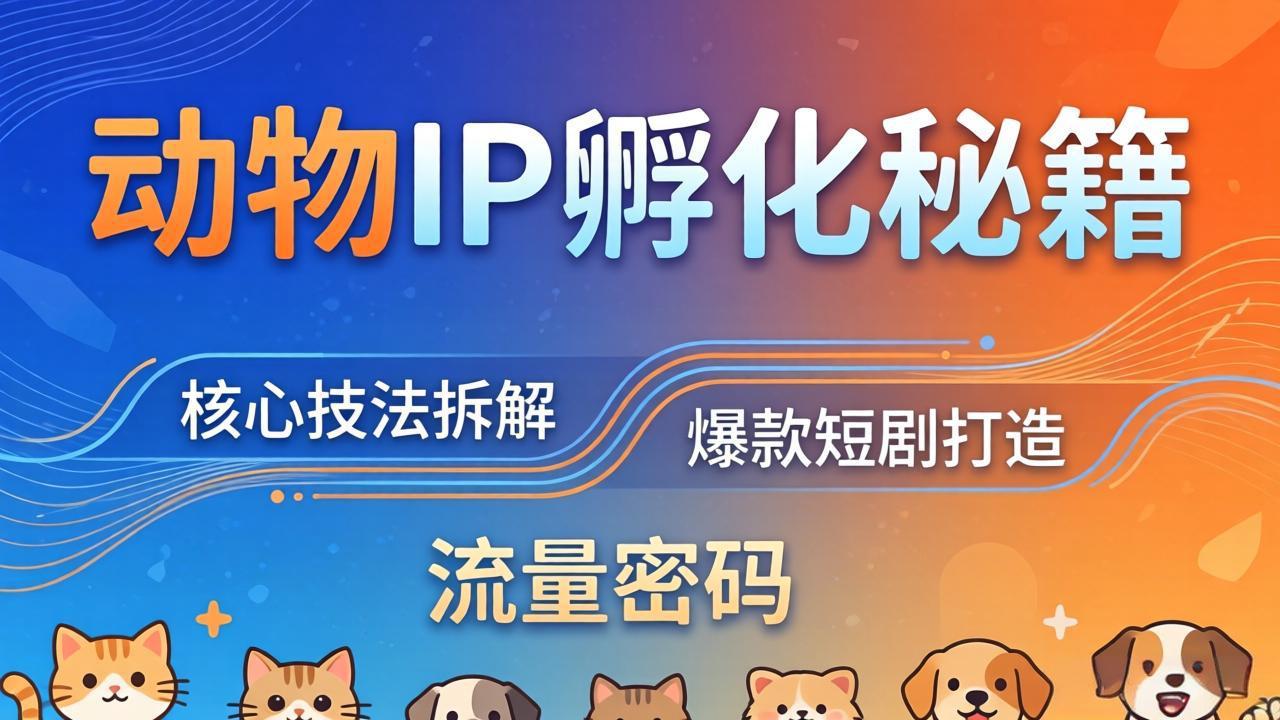 动物IP孵化全套秘籍，三大核心技法拆解，打造爆款萌宠短剧，轻松拿捏赛道流量密码 - 渡客网创