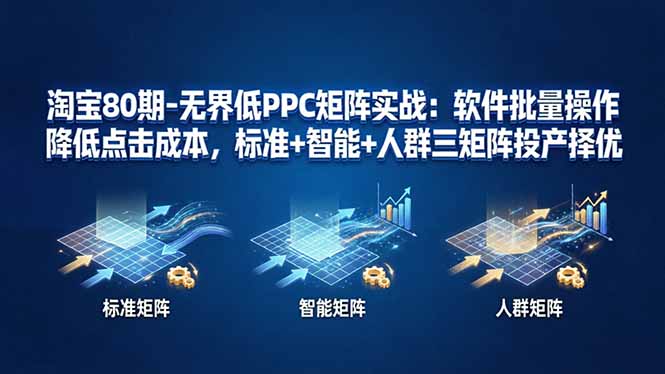 淘宝80期-无界低PPC矩阵实战：软件批量操作降低点击成本，标准+智能+人群三矩阵投产择优 - 渡客网创