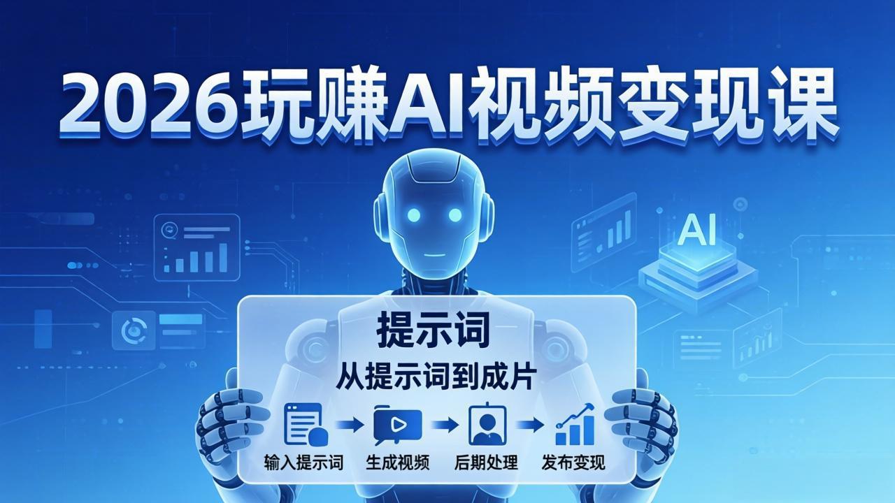 2026玩赚AI视频变现课：掌握 AI 视频全流程技能，从提示词到成片高效产出 - 渡客网创