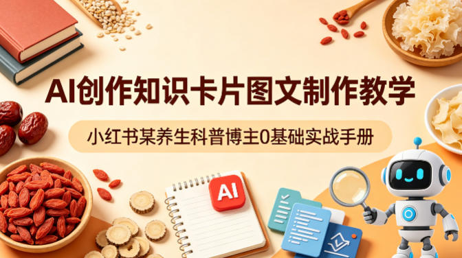 AI创作知识卡片图文制作教学，小红书某养生科普博主0基础实战手册 - 渡客网创