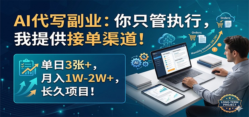 AI代写副业：你只管执行，我提供接单渠道！单日3张+，月入1W-2W+，长久项目 - 渡客网创