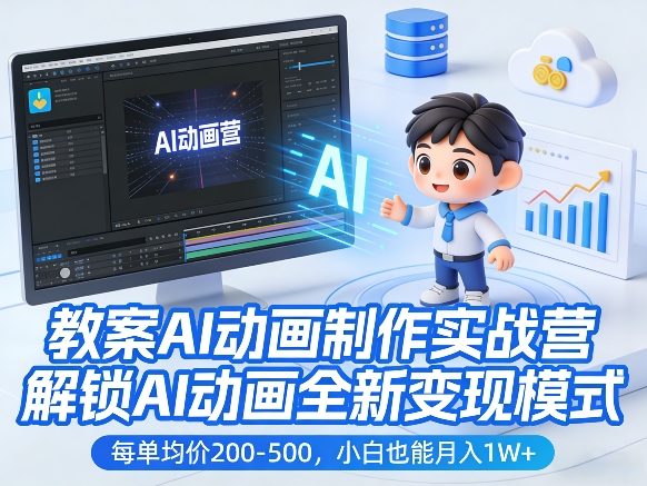 教案AI动画制作实战营，解锁AI动画全新变现模式，每单均价200-500，小白也能月入1W+ - 渡客网创