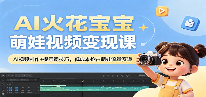 AI火花宝宝萌娃视频变现课：AI视频制作+提示词技巧，低成本抢占萌娃流量赛道 - 渡客网创
