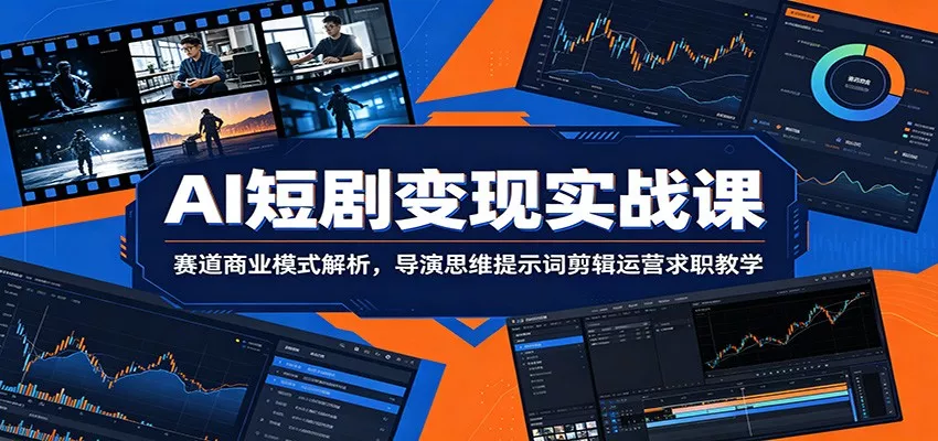 AI短剧变现实战课：赛道商业模式解析，导演思维提示词剪辑运营求职教学 - 渡客网创
