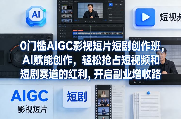 0门槛AIGC影视短片短剧创作班，AI赋能创作，轻松抢占短视频和短剧赛道的红利，开启副业增收路 - 渡客网创