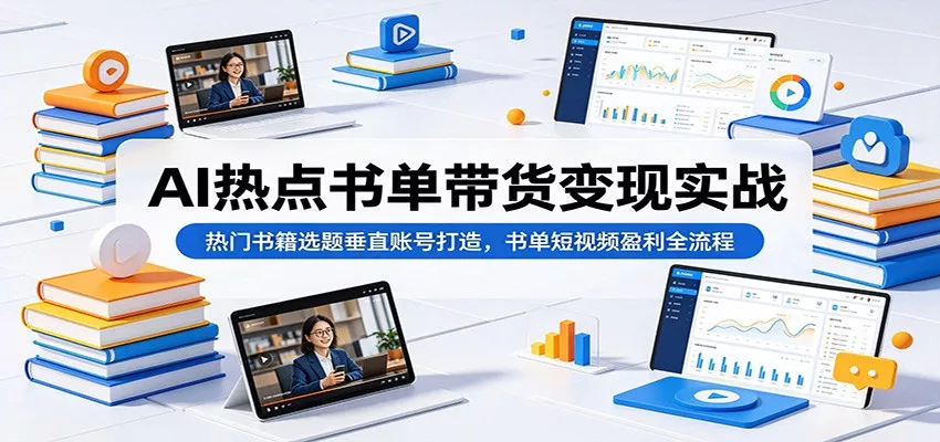 AI热点书单带货变现实战：热门书籍选题垂直账号打造，书单短视频盈利全流程 - 渡客网创
