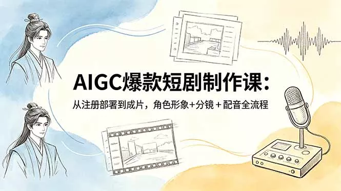 AIGC爆款短剧制作课：从注册部署到成片，角色形象+分镜+配音全流程 - 渡客网创