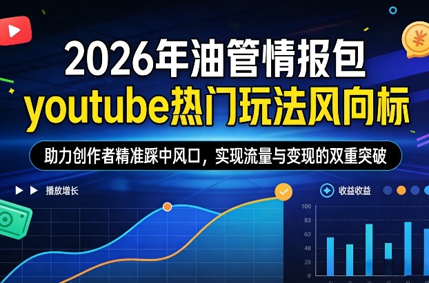 2026年油管情报包，youtube热门玩法风向标，助力创作者精准踩中风口，实现流量与变现的双重突破 - 渡客网创