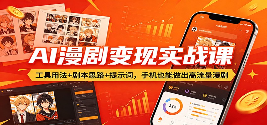 AI漫剧变现实战课：工具用法+剧本思路+提示词，手机也能做出高流量漫剧 - 渡客网创