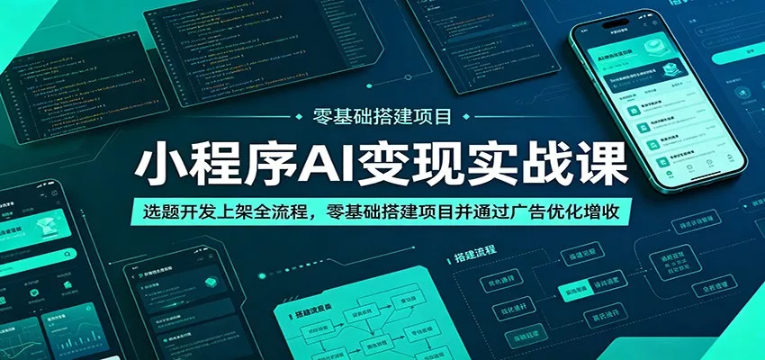 小程序AI变现实战课：选题开发上架全流程，零基础搭建项目并通过广告优化增收 - 渡客网创