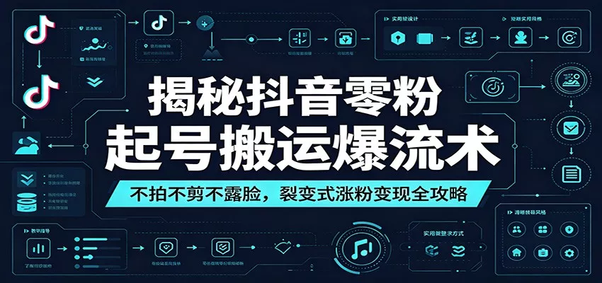 揭秘抖音零粉起号搬运爆流术：不拍不剪不露脸，裂变式涨粉变现全攻略 - 渡客网创