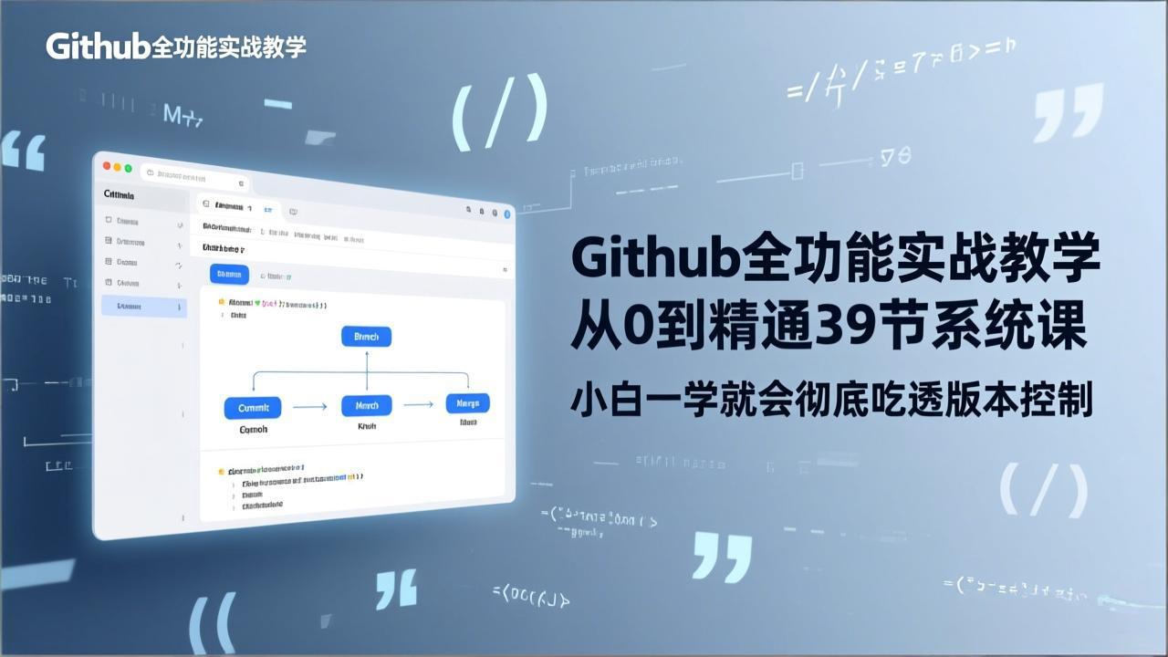 GitHub-全功能实战教学，从0到精通39节系统课，小白一学就会彻底吃透版本控制 - 渡客网创