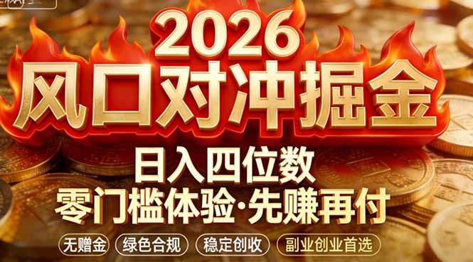 2026美金对冲套利，无赠金对冲策略保驾护航，低门槛易上手实操。单人单日收益2000+ - 渡客网创