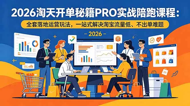 2026淘天开单秘籍PRO实战陪跑课程：全套落地运营玩法，一站式解决淘宝流量低、不出单难题 - 渡客网创