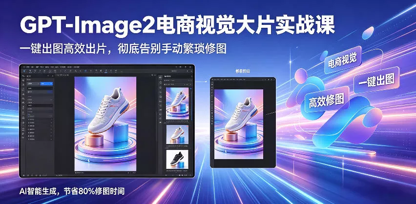 GPT-Image2电商视觉大片实战课，一键出图高效出片，彻底告别手动繁琐修图(更新) - 渡客网创