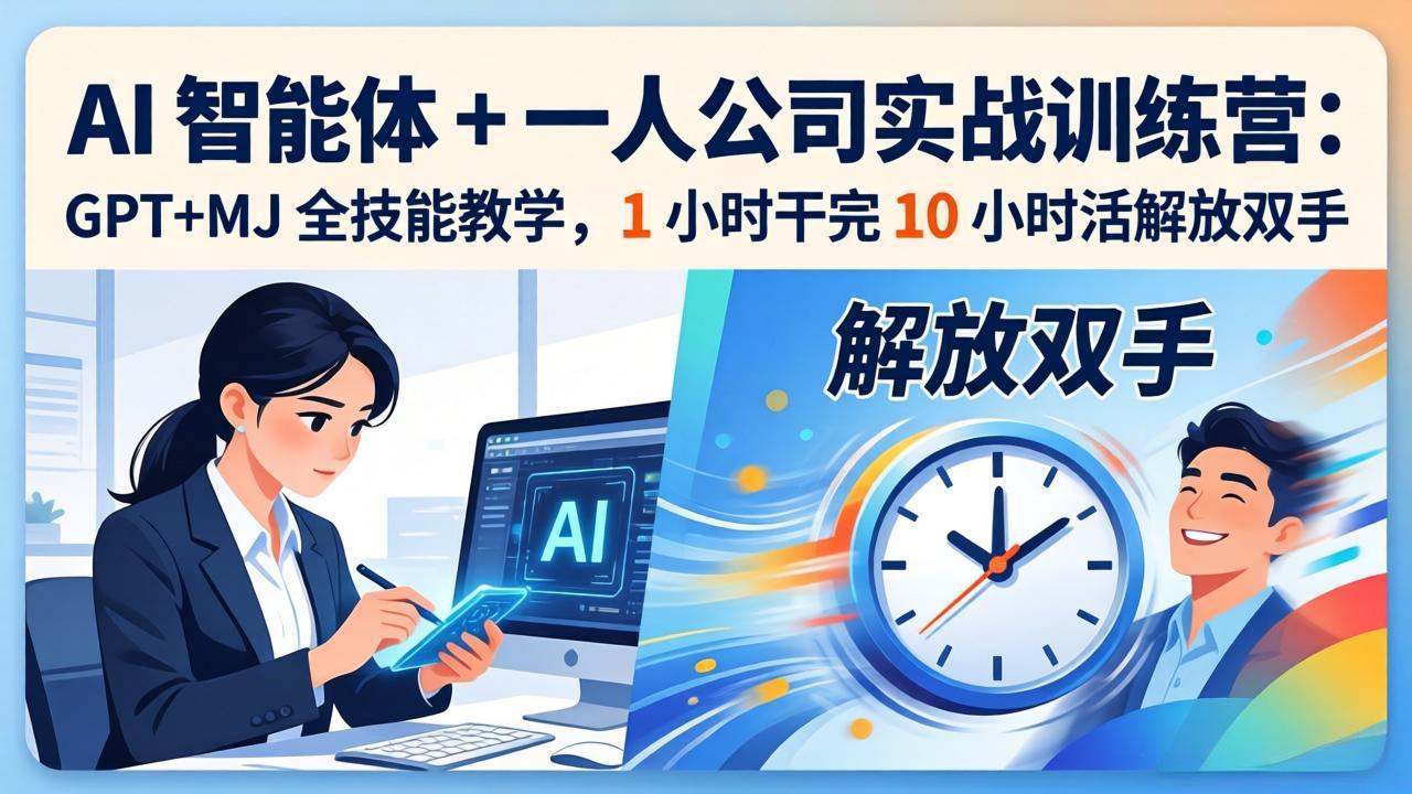 AI 智能体 + 一人公司实战训练营：GPT+MJ 全技能教学，1 小时干完 10 小时活解放双手 - 渡客网创