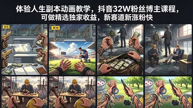 体验人生副本动画教学， 抖音32W粉丝博主课程，可做精选独家收益，新赛道新涨粉快 - 渡客网创