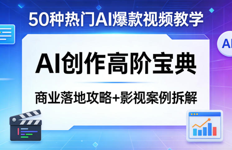 50种热门AI爆款视频教学，AI创作高阶宝典，商业落地攻略+影视案例拆解 - 渡客网创