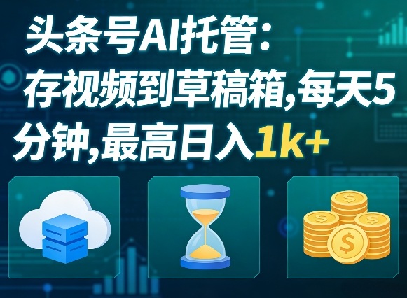 头条号AI托管，我存视频到你草稿箱，每天5分钟，最高日入1k+【揭秘】 - 渡客网创