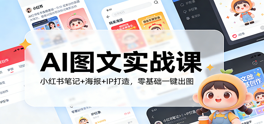 AI图文实战课：小红书笔记+海报+IP打造，零基础一键出图 - 渡客网创