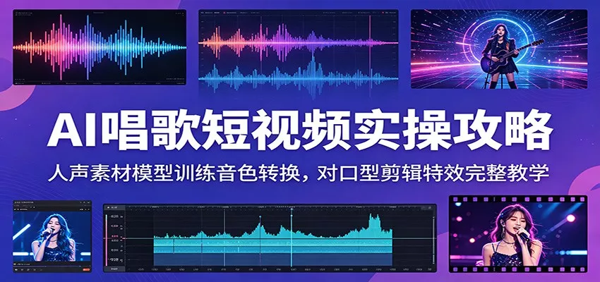 AI唱歌短视频实操攻略：人声素材模型训练音色转换，对口型剪辑特效完整教学 - 渡客网创